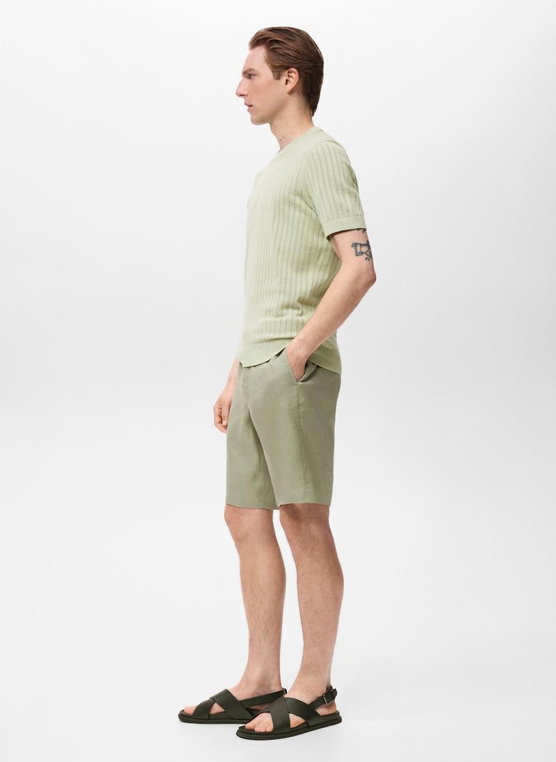 Mango Man Striped Openwork  T-Shirt  - Image 3
