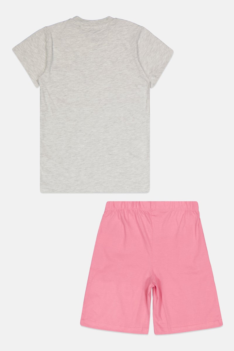 Barbie Kids Girl 2 Pcs Graphic Print Top And Short Pajama Set, Multicolor - Image 2