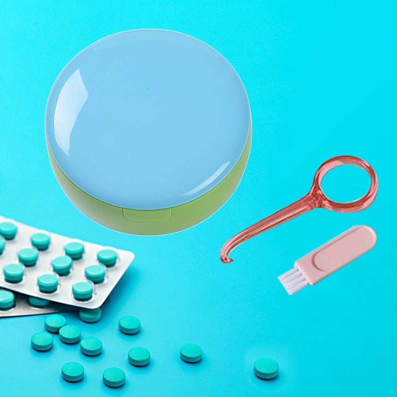 klarako Dual Layer Denture Retainer Case Breathable with Mirror Portable Mouth Guard Container Holder for Clear Aligner with Removal Tool Tray  Blue Green - Image 2