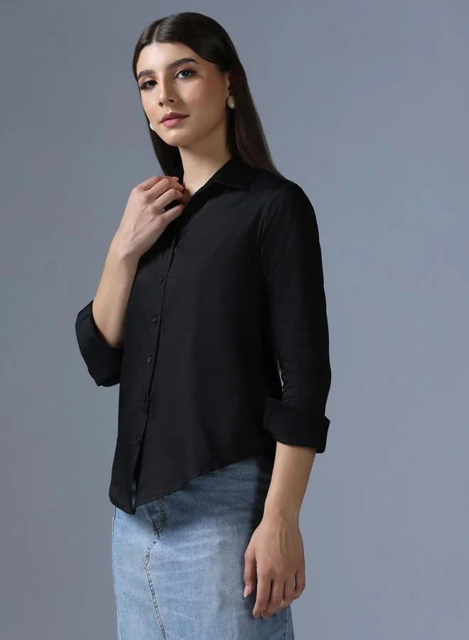 Take Two Black Cotton Long Sleeve Shirt