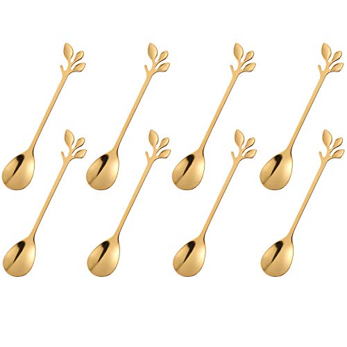 Gold Plated Stainless Steel Mini Coffee Espresso Spoon Tableware Flatware Dessert Teaspoons Small Soup Spoons Set of 8 49 inch Specialty Demitasse Stirring Spoons Gold spoons