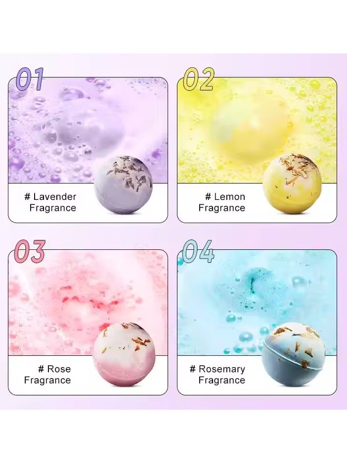 سادور مجموعة سادور باث بومب 4 قنابل استحمام لافندر ليمون ورد روزماري استرخاء ترطيب سبا اروماثيرابي عناية بالبشرة طقم هدايا - Image 2