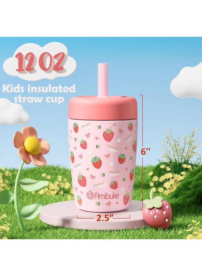 Fimibuke Kids & Toddler Cups Spill Proof, 12 OZ Insulated Sippy Cups for Toddlers Boys Girls, BPA-Free Toddler Straw Tumbler, Stainless Steel Kids Water Bottle with Twist Lids & Silicone Straw, 1 Pack - Image 2