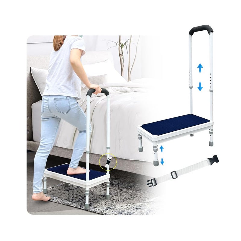 Bedside Steps for High Beds Step Stool with Handle for Elderly Adult Medical Heavy Duty Safety Stepstools for Seniors 400 Lb Capacity NonSlip Wide Platform to Get in Bed Car Bathroom Blue216