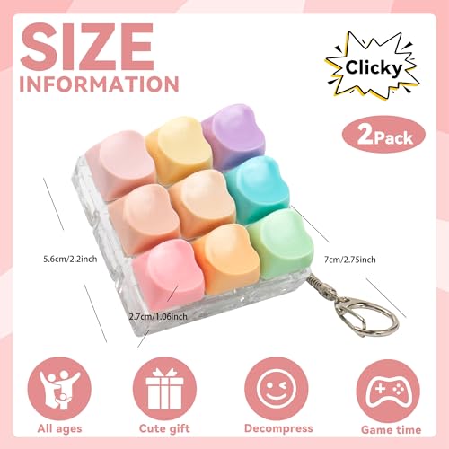 Sumgsn 2 Pcs Keyboard Fidget Toy 9 Keys Cute Clicker Keyboard Fidget for Adults Relieve Stress and Anxiety Decompression Keyboard Fidget Keychain - Image 5