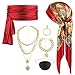 ZIZWO 6PCS Pirate Costume SetWomen Pirate Accessories Head Scarf Sash NecklaceHalloween Outfit Accessories for Adult Cosplay Party - Image 3