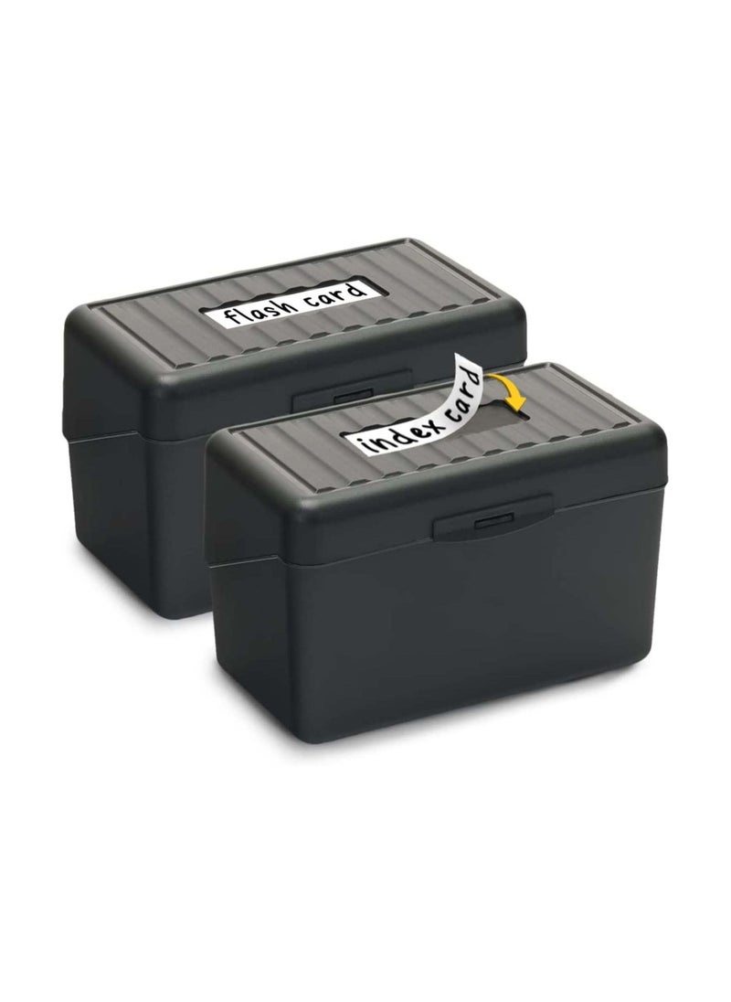SYOSI Index Card Holder 3x5, Index Card Box Organizer Case, 3x5 Flash Note Card Holder, 300 Card Capacity Box, 2 Packs (Black)  - Image 1