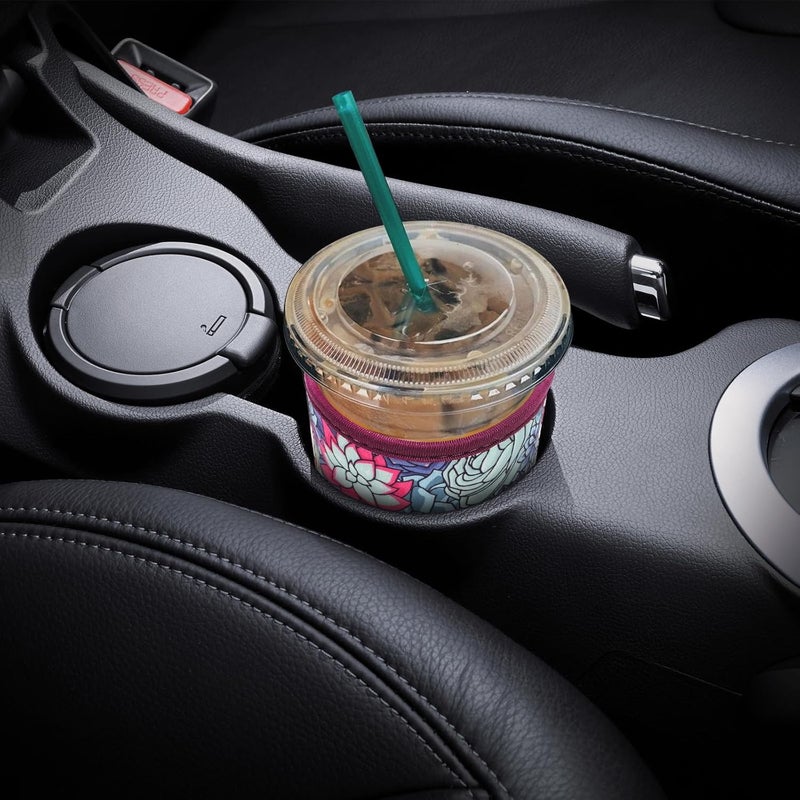 واي آر Reusable Neoprene Insulator Sleeve for Iced Coffee Cups, 3 Pack Coffee Coolies sleeves for Iced  Hot Drinks, Cold Beverage Cooler Compatible with Starbucks Coffee and More (Succulent) - Image 2