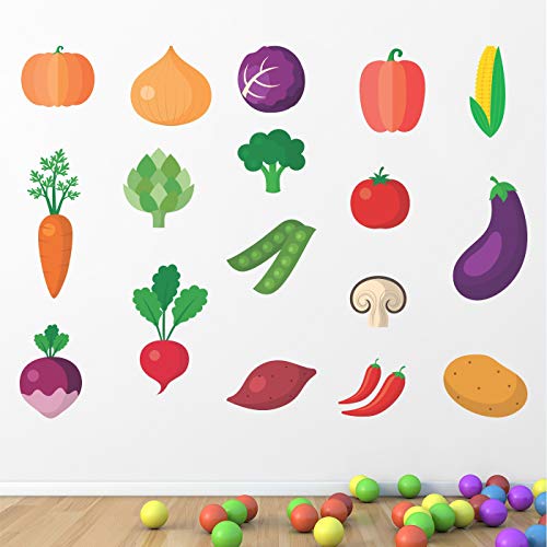 StickMe 'Colourful Vegetables Kids Learning Education Nursery Pre School Kinder Garden Wall Sticker' -SM508 (Multi Colour, Vinyl - 150cm X 150 cm) - Image 2