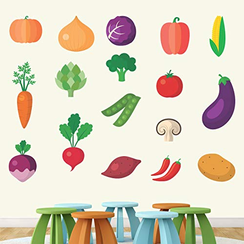 StickMe 'Colourful Vegetables Kids Learning Education Nursery Pre School Kinder Garden Wall Sticker' -SM508 (Multi Colour, Vinyl - 150cm X 150 cm) - Image 1