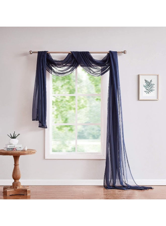 LinenZone Navy Window Scarf Valance in 216 Inch Size Use Window Scarves as Canopy Bed or Backdrop Curtains Curtain Scarf or Sheer Fabric for Draping Amazing 55 x 216 Navy - Image 3