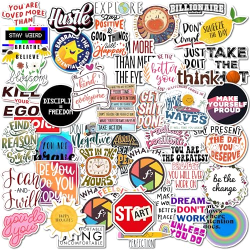 WallDesign Vinyl Life Self Adhesive Motivation Sticker Set (45 Decals)Personalize Laptop Bottle Mobile Diary & Accessories with Durable Laminated Stickers for Gifts&Everyday Inspiration 51 mm - Image 1