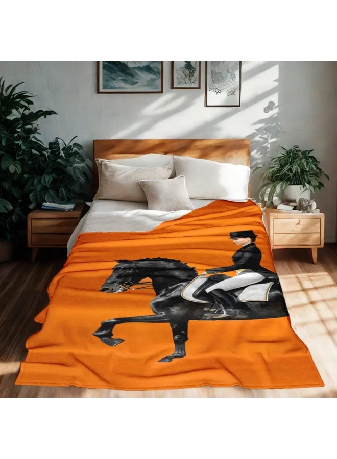 Equestrian Horse-Riding Throw Blanket - Image 2