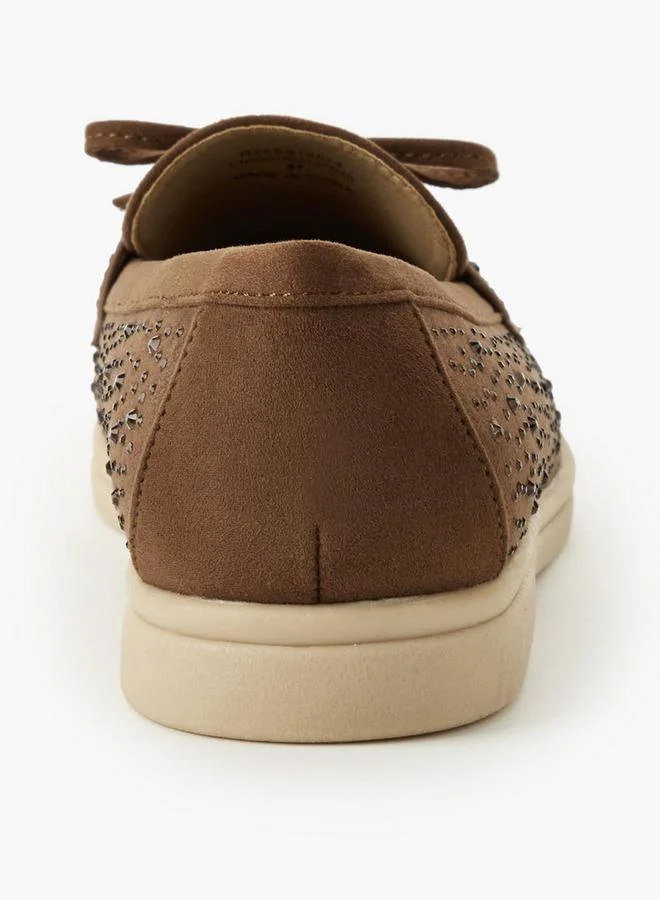 Renzo Ruganni BROWN Women Embellished Slip-On Loafers for Women | Best Price UAE