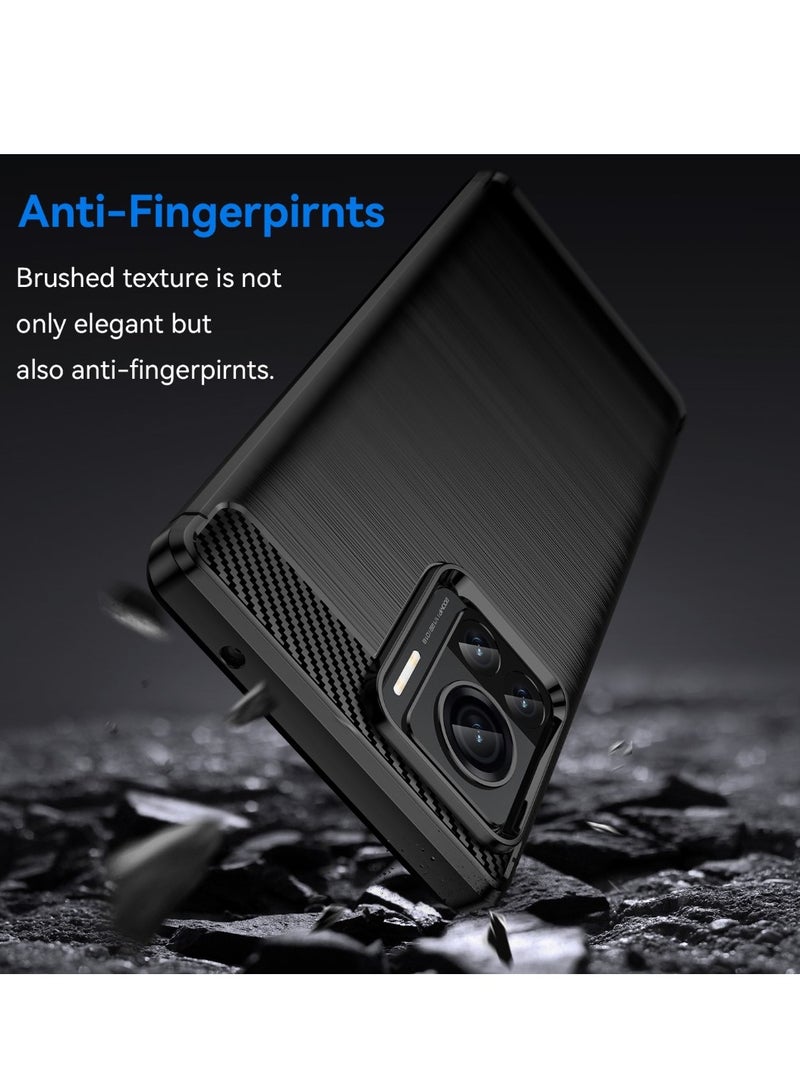 Motorola Edge 30 Ultra - Rugged Shield Protective Cover, Brushed Carbon Fiber Texture, Shockproof TPU, Anti-Slip, Elegant Thin, and Shock-Absorbing - Black  - Image 2