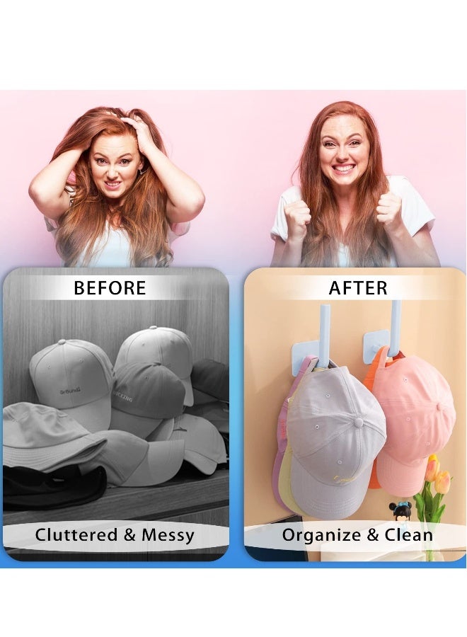 12 Pcs Wall-Mounted Hat Rack Organizer, Versatile Storage Solution for Baseball Caps, Ideal for Closet, Bedroom, Bathroom, and Laundry (White) - Image 2