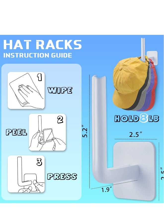 12 Pcs Wall-Mounted Hat Rack Organizer, Versatile Storage Solution for Baseball Caps, Ideal for Closet, Bedroom, Bathroom, and Laundry (White) - Image 5