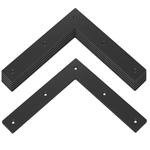 MOUNTAIN_ARK 6 Pack Black Flat L Bracket, 9-1/2" x 1-5/8" Steel Flat Corner Braces for Wood, 1/8" Thick - Image 4