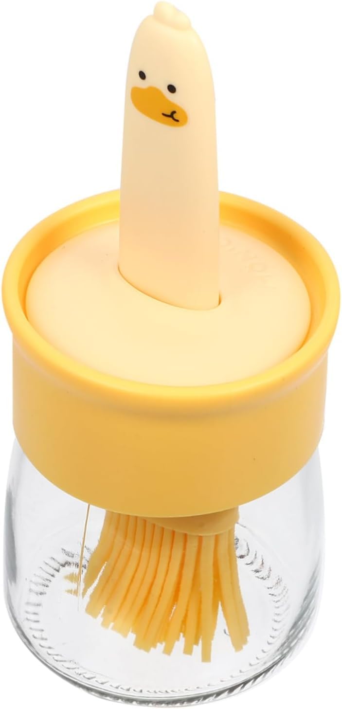 ASHGUJ Silicone Brush Oil Dispenser Glass Bottle Duck Oil Spatula for Cooking Baking BBQ Pancake Air Fryer Kitchen Tool 