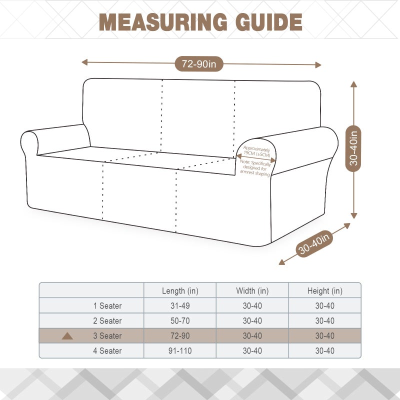 Ruaozz Stretch Sofa Cover 1 Piece Couch Covers for 3 Cushion Couch Non Slip Universal Sofa Slipcover Washable Soft Jacquard Furniture Protector with 2 pcs Throw Pillow Covers (3 Seater, Grey) - Image 2