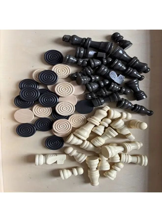 مجموعة شطرنج خشبية باللونين الأسود والأبيض 32 قطعة لعبة كاملة - Image 5