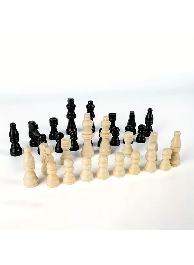 مجموعة شطرنج خشبية باللونين الأسود والأبيض 32 قطعة لعبة كاملة - Image 2