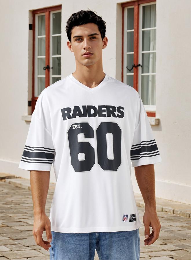 SP Characters Raiders Print V-neck T-shirt with Short Sleeves - Image 1