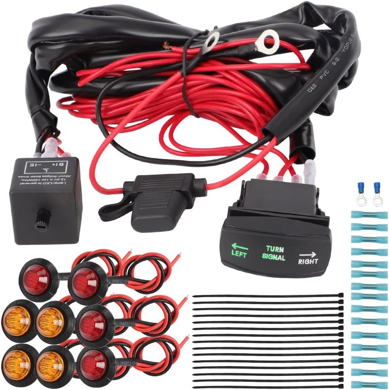 MOTOQUEEN UTV Turn Signal Kit - Universal ATV Street Legal Kit with Rocker Switch - Image 1