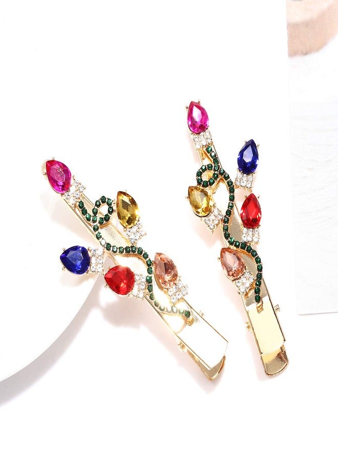 Boderier Christmas Hair Clips Sparkly Rhinestone Christmas Light Blub Hair Clips Hairpin Xmas Holiay Jewelry Barrette Hair Accessories for Women (Crystal Light Bulb) - Image 4