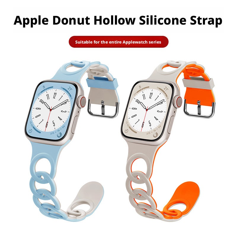 Silicone Donut Hollow Apple Watch Strap for 1-11/Ultra/SE, 38-46mm - Image 1