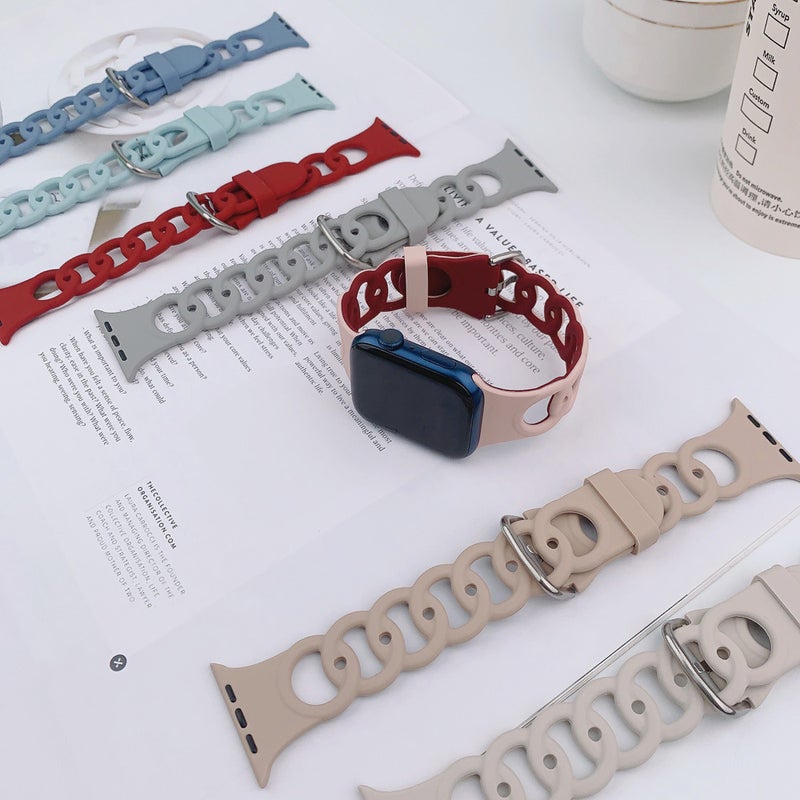 Silicone Donut Hollow Apple Watch Strap for 1-11/Ultra/SE, 38-46mm - Image 3
