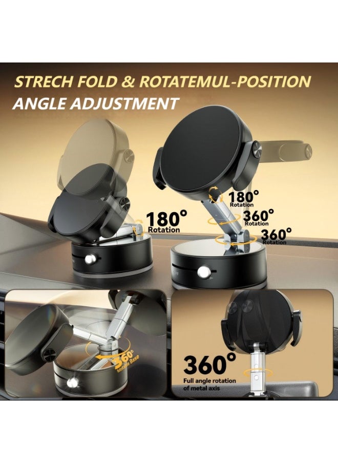 Faylor Vacuum Magnetic Car Phone Holder & Car Mount - 360° Rotating Foldable Suction Cup with Strong Magnet for Dashboard/Windscreen, iPhone 16/15/14, Samsung S25/24/23 - Black  - Image 3