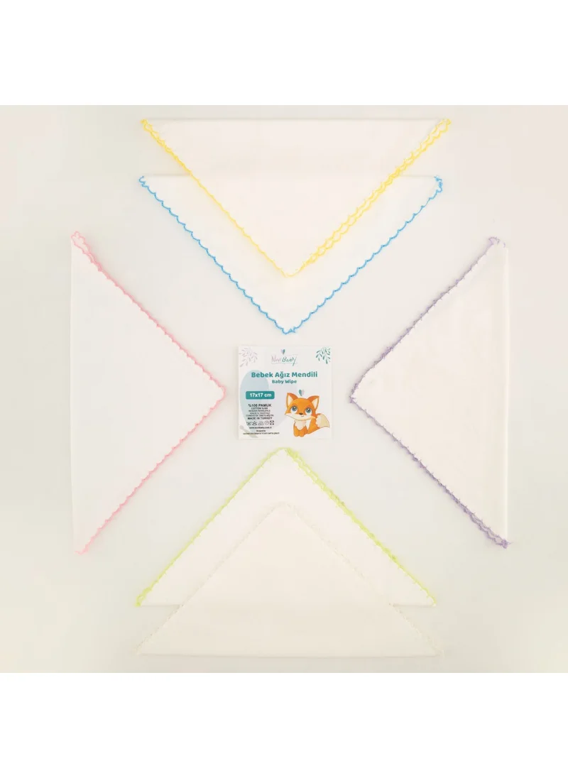 Novibaby Set of 6 Baby Mouth Wipes - White - Drool Wipes Mouth Wipes 100% Cotton Combed 17X17CM
