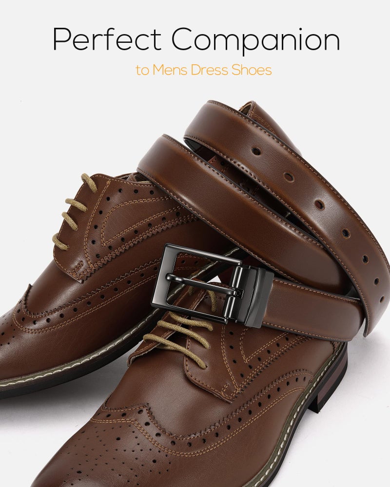 CHAOREN حزام CHAOREN القابل للعكس للرجال 1 قطعة - حزام جلد رسمي - قابل للتقصير لأسلوب أنيق - Image 3