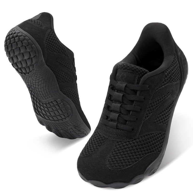 relxfeet أحذية رياضية للرجال بتصميم بسيط وخفيف الوزن بدون كعب مع صندوق أصابع واسع (أسود، 44) - Image 1