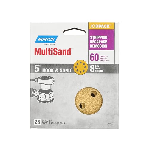Norton 5" Norton 49224 MultiSand Hook & Loop 8-Hole Sanding Disc, P60-Grit, 25-Pack - Image 4