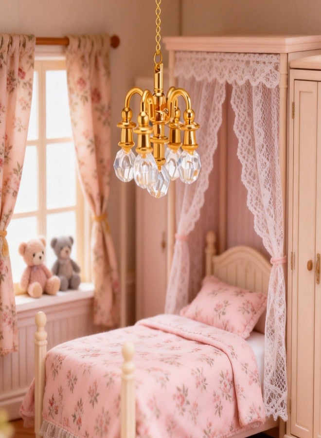 VOSAREA 2pcs Dollhouse Miniature Chandeliers 1:12 Scale Chandelier Pendants Mini Hanging Ceiling Light Tiny Dollhouse Ceiling Lamps - Image 4