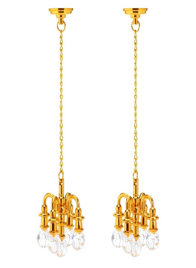 VOSAREA 2pcs Dollhouse Miniature Chandeliers 1:12 Scale Chandelier Pendants Mini Hanging Ceiling Light Tiny Dollhouse Ceiling Lamps - Image 1