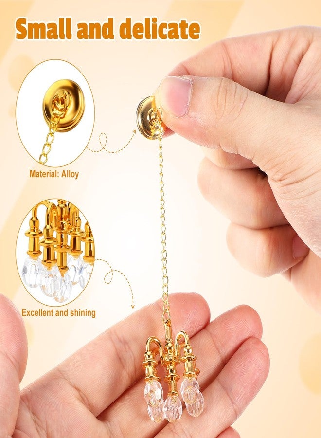VOSAREA 2pcs Dollhouse Miniature Chandeliers 1:12 Scale Chandelier Pendants Mini Hanging Ceiling Light Tiny Dollhouse Ceiling Lamps - Image 3