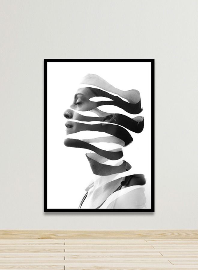 ماركتنا لوحة جدارية قماشية فنية لتزيين الحائط بتصميم إمراة مع برواز أسود مجوف مقاس 120x80سم قطعة واحدة - Image 1