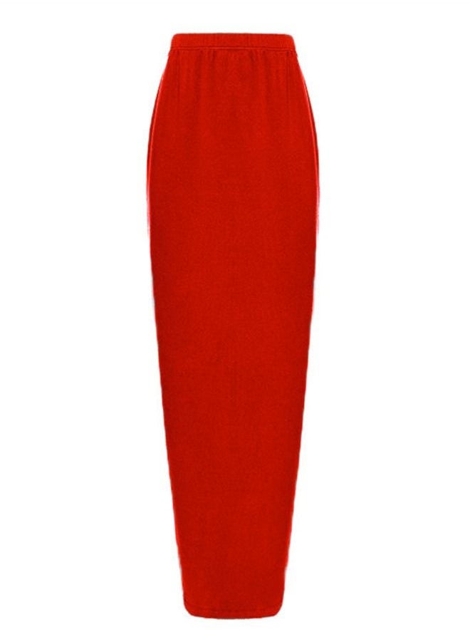 Loquat - High Waist Solid Color Skirt Red - Image 1