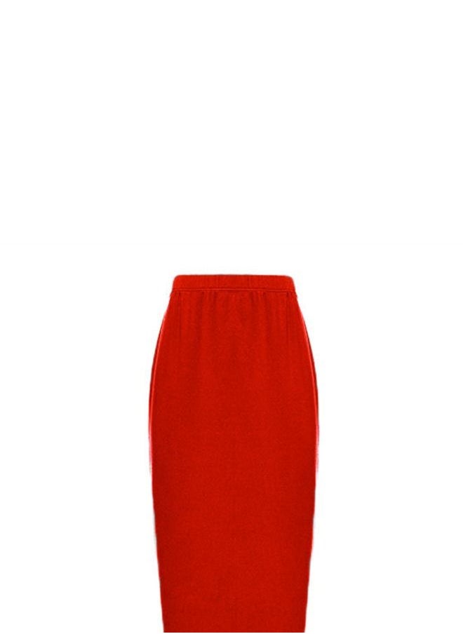 Loquat - High Waist Solid Color Skirt Red - Image 1