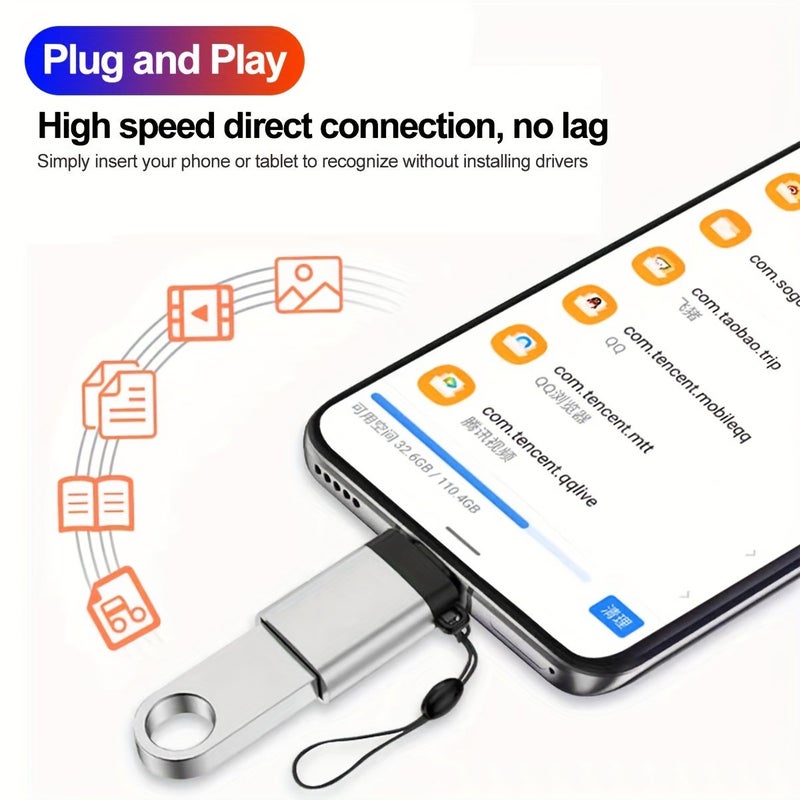 2pcs Rose Golden Type C Male to USB 3.0 Female Adapter Set with Anti Loss Rope - Image 4