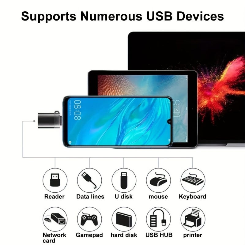 2pcs Rose Golden Type C Male to USB 3.0 Female Adapter Set with Anti Loss Rope - Image 2