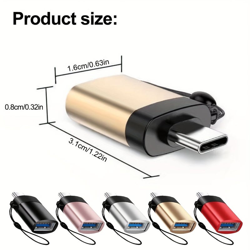 2pcs Rose Golden Type C Male to USB 3.0 Female Adapter Set with Anti Loss Rope - Image 1