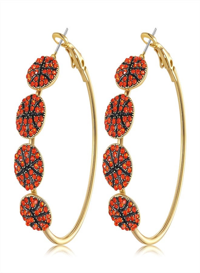 NLCAC Sports Earrings Rhinestone Basketball Hoop Earrings Game Day Sports Fan Jewelry Accessories Gifts for Women - Image 1
