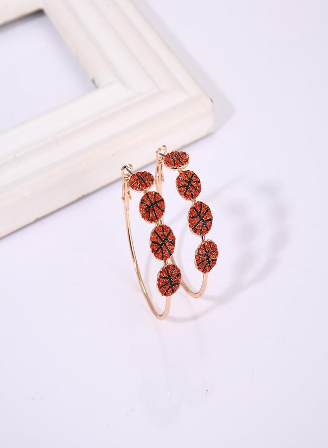 NLCAC Sports Earrings Rhinestone Basketball Hoop Earrings Game Day Sports Fan Jewelry Accessories Gifts for Women - Image 5