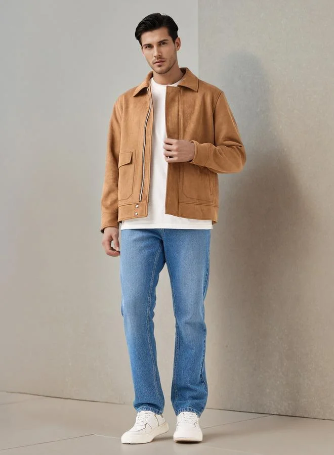 Iconic Iconic Men Regular Fit Zip Through Biker Jacket