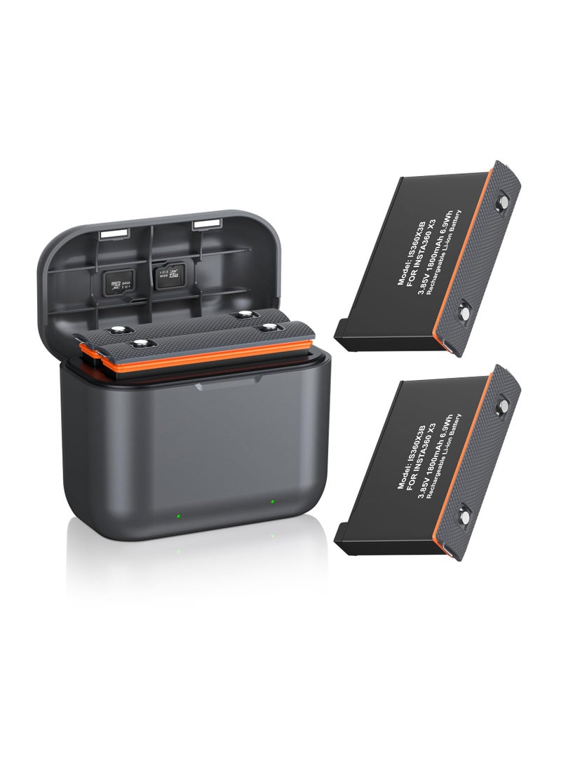 SYOSI 2 Packs Replacement for Insta 360 x3 Battery 1800mAh and Dual Slot USB Fast Charger Hub Compatible with Insta360 X3 Action Camera High Capacity Electric Core (Fully Compatible with Original) - Image 1