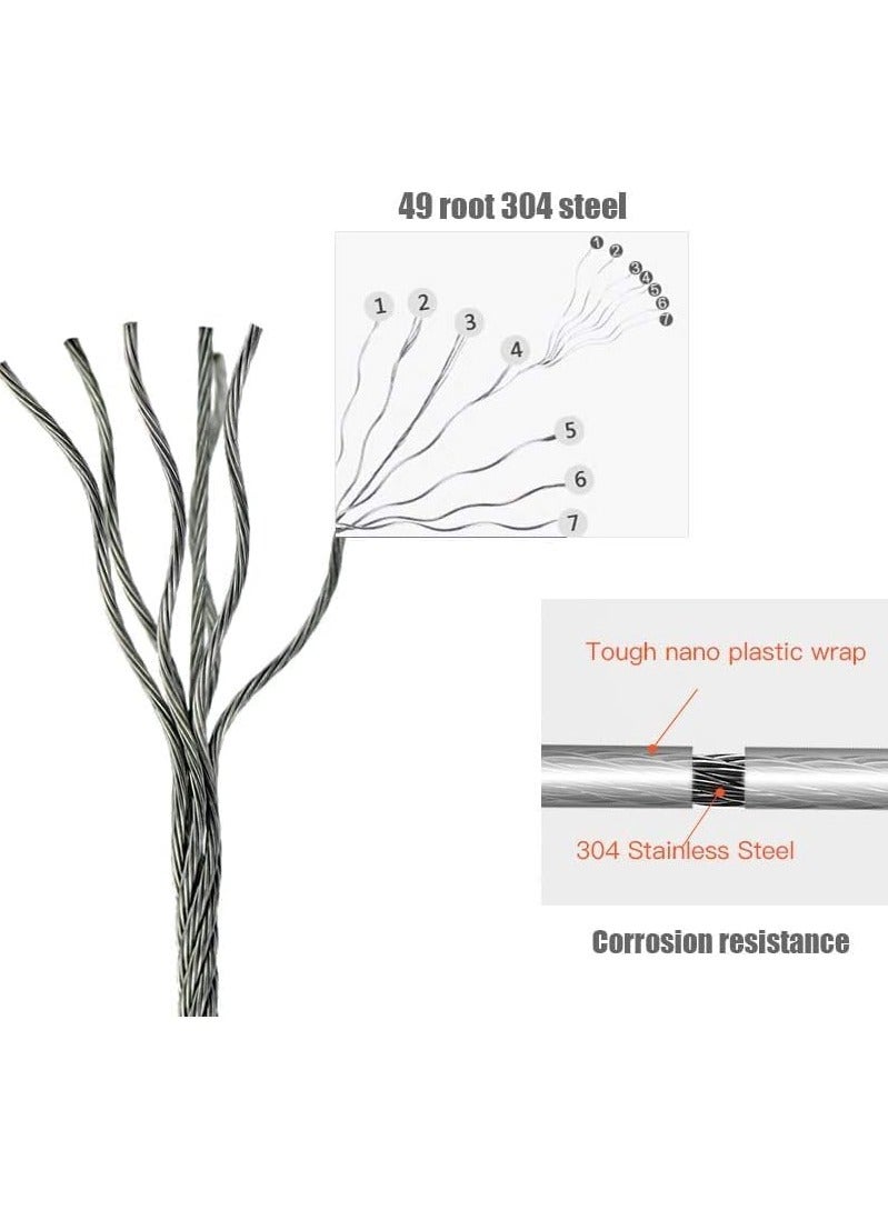 VUCATIN حبل غسيل قابل للسحب، حبل غسيل شديد التحمل لتجفيف الملابس، حبل تجفيف الملابس المثبت على الحائط للاستخدام الداخلي والخارجي، حبل غسيل قابل للسحب من الفولاذ المقاوم للصدأ (أسود 13.8 قدم) - Image 5